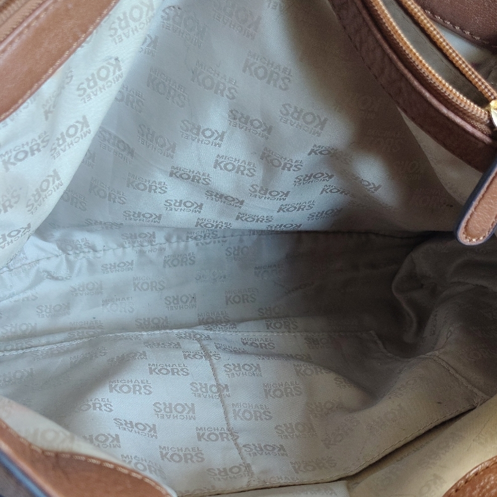 Gorgeous Michael Kors Brown Leather Satchel with Gold Accents - Picture 5 of 14